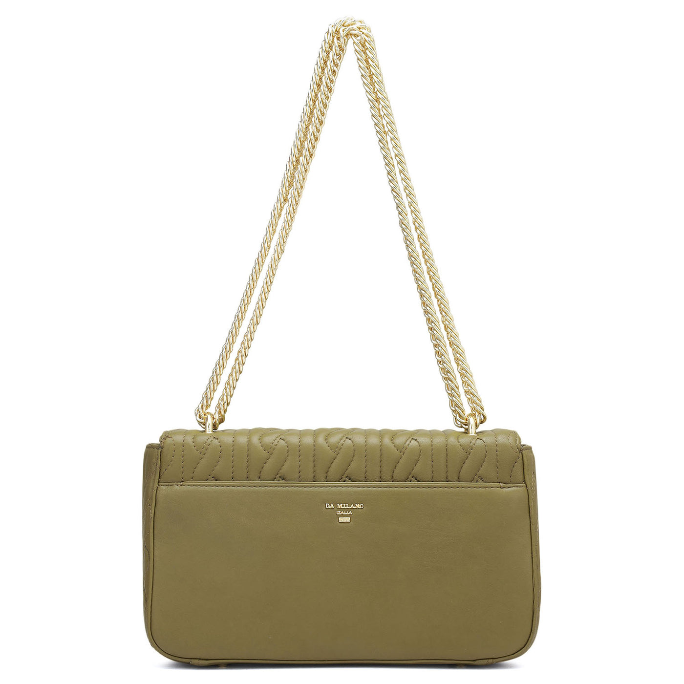 Medium Quilting Plain Leather Shoulder Bag - Olive