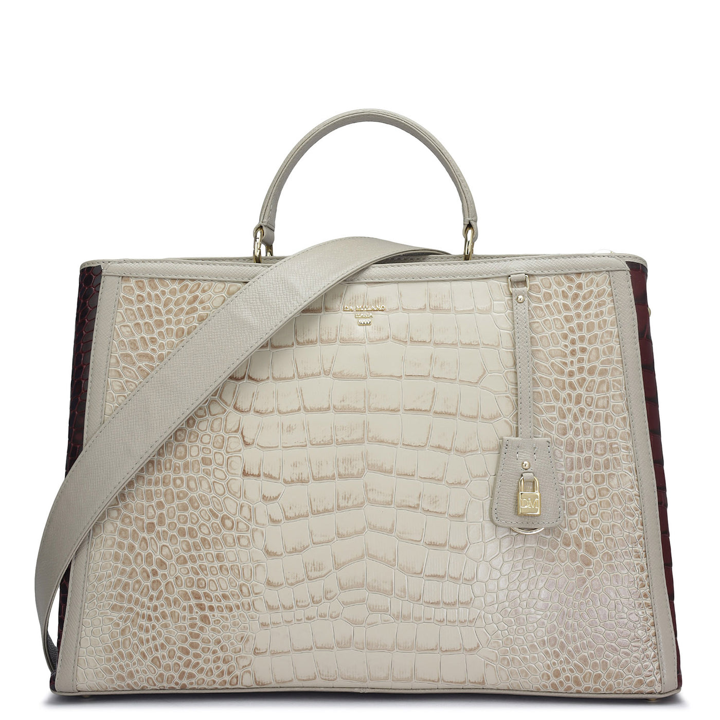 Large Croco Leather Book Tote - Frost