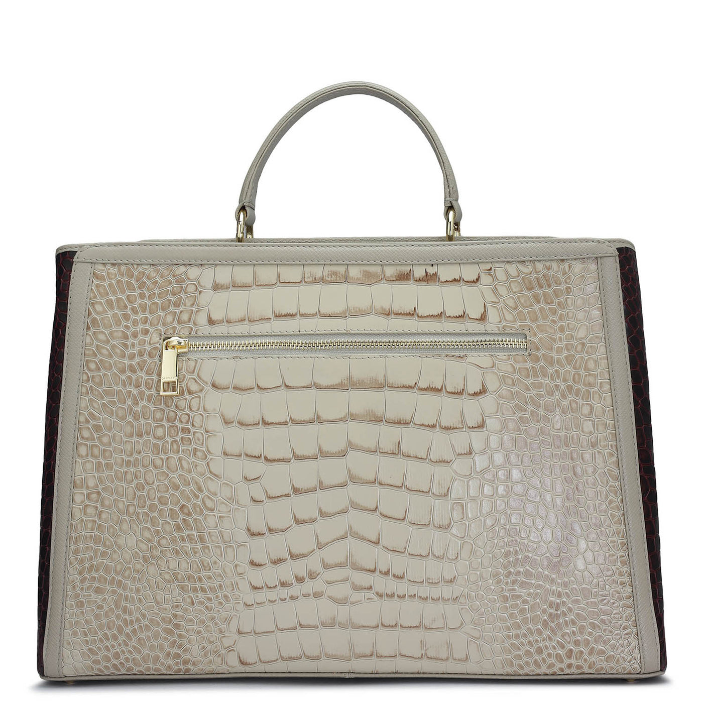 Large Croco Leather Book Tote - Frost