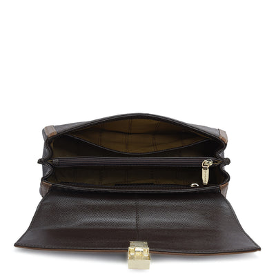 Small Monogram Leather Shoulder Bag - Chocolate