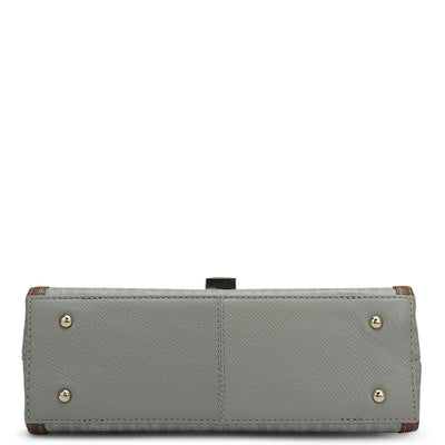 Small Monogram Leather Shoulder Bag - Stone Grey