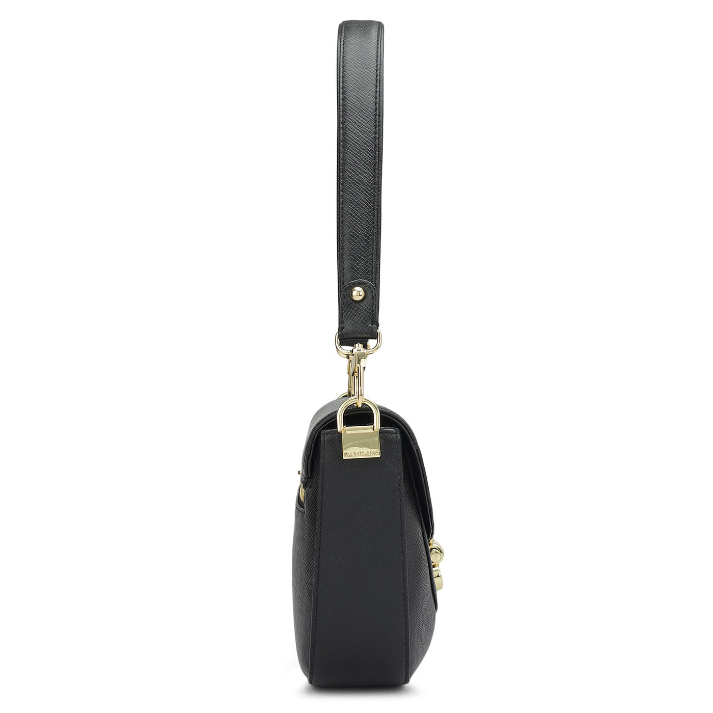 Small Franzy Leather Baguette - Black