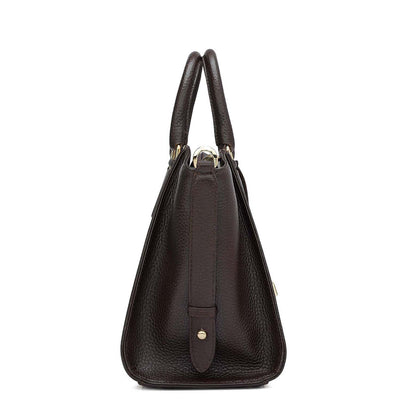 Small Canvas Wax Leather Satchel - Chocolate