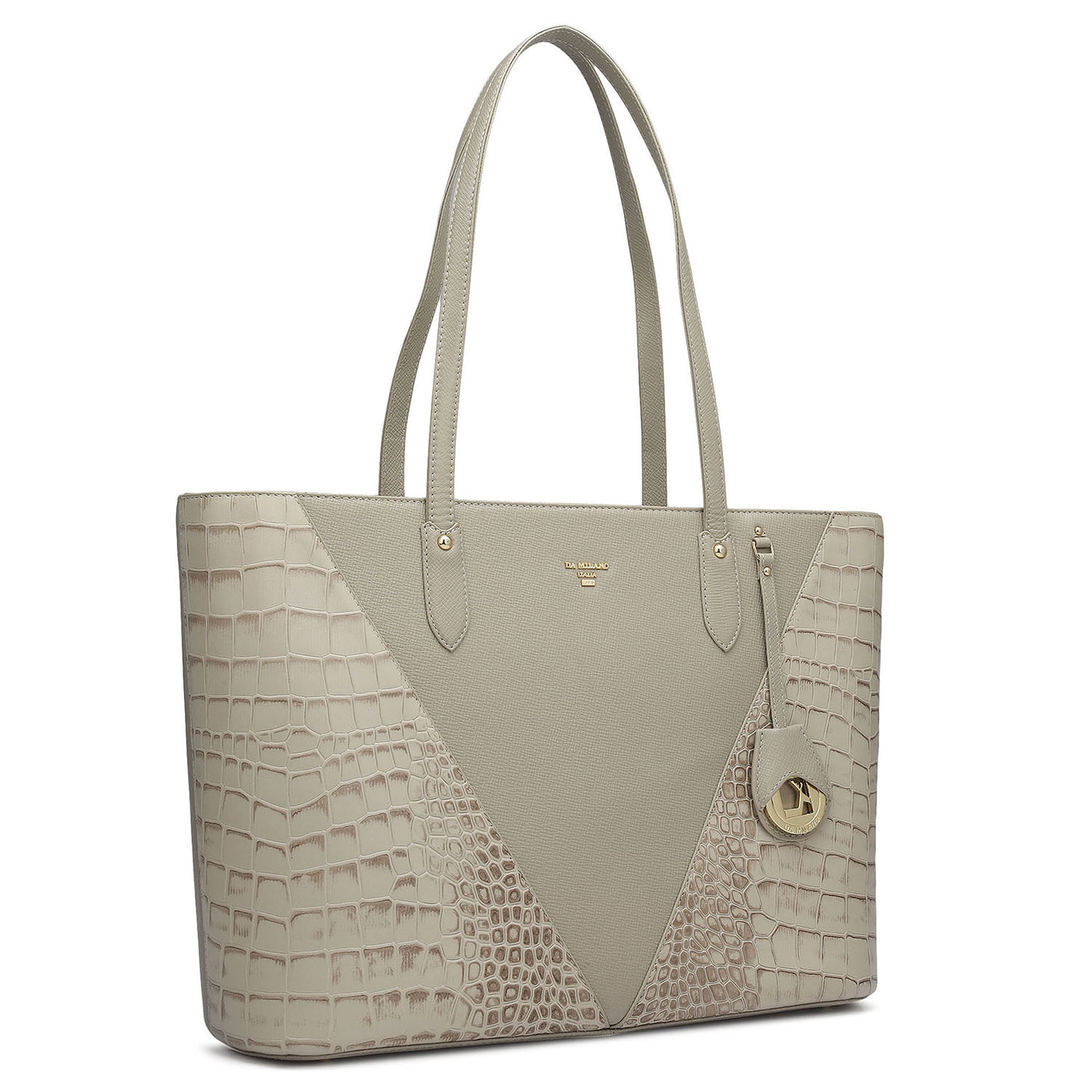 Large Croco Franzy Leather Tote - Frost