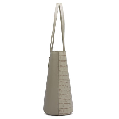 Large Croco Franzy Leather Tote - Frost