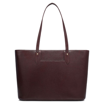 Large Croco Franzy Leather Tote - Wine