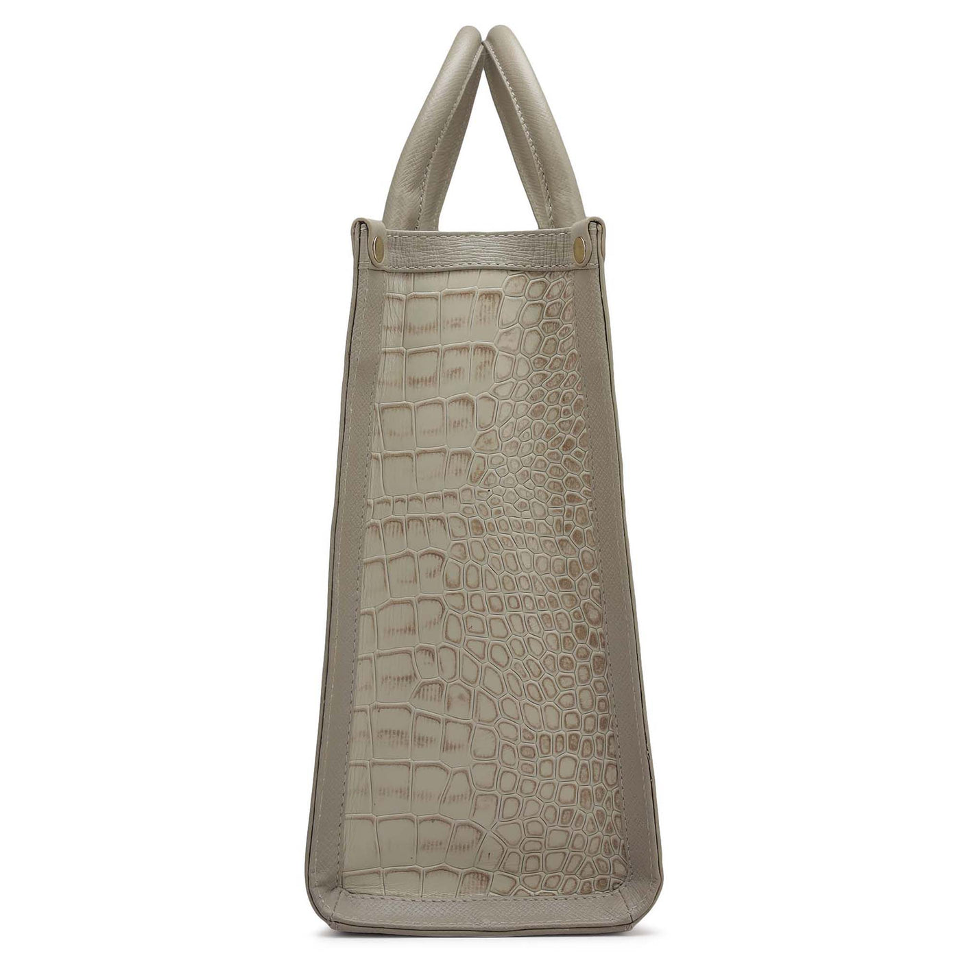 Medium Croco Franzy Leather Book Tote - Frost