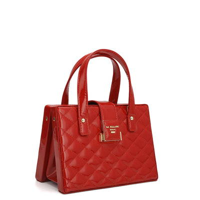 Small Patent Leather Satchel - Red