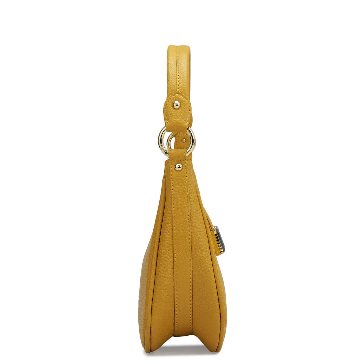 Small Wax Leather Baguette - Mustard