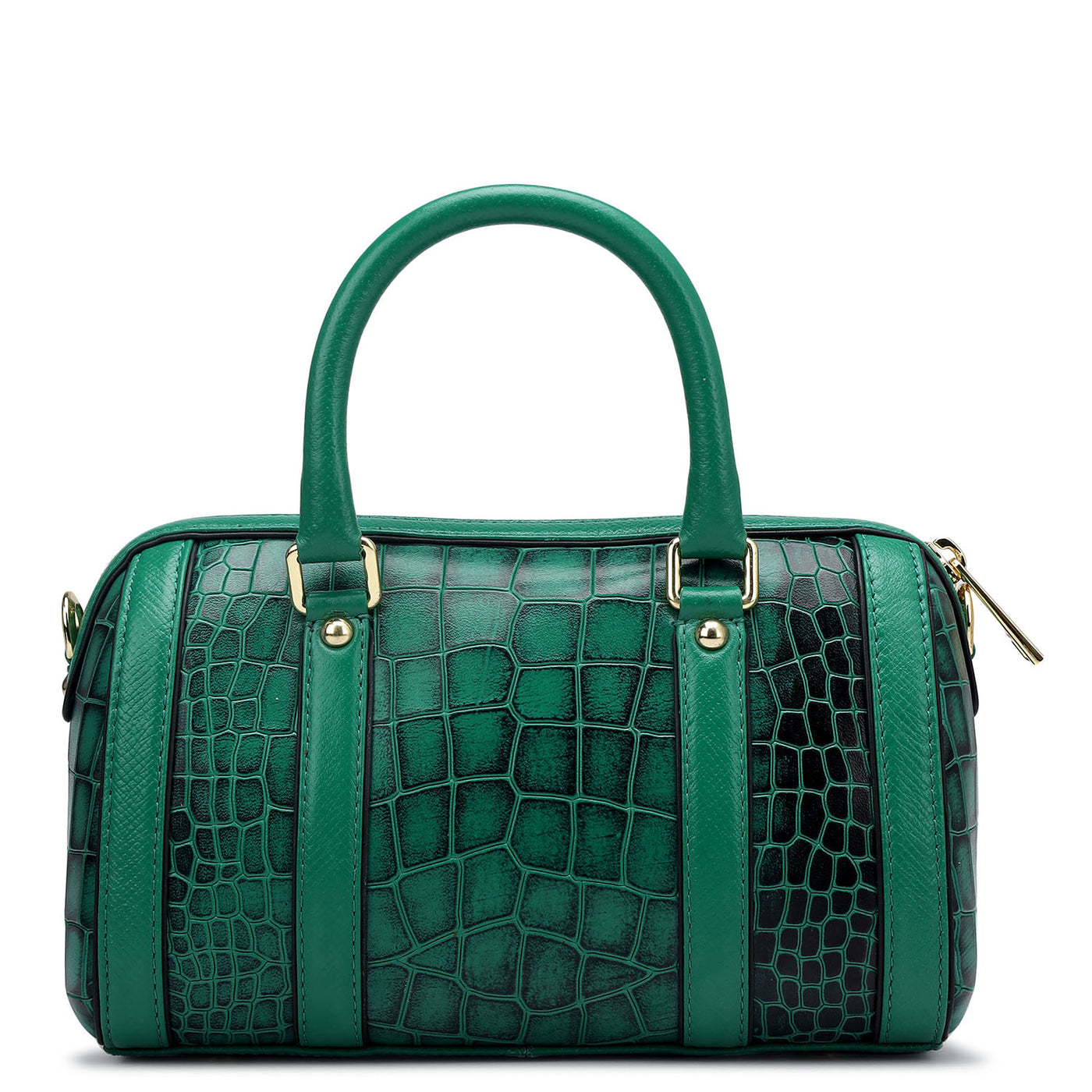 Small Croco Leather Satchel - Sea Weed