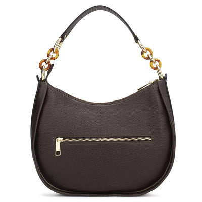 Small Wax Leather Hobo - Chocolate