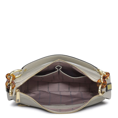 Small Wax Leather Hobo - Khaki