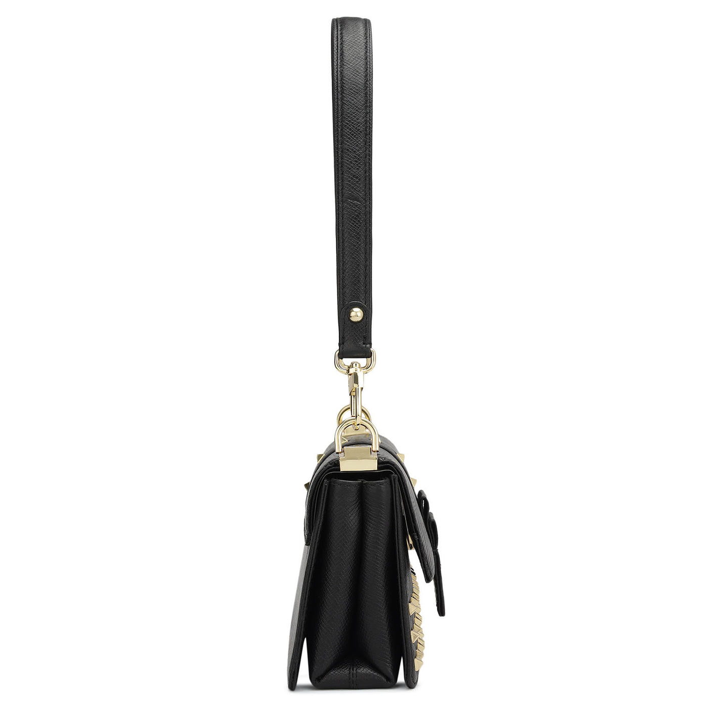 Small Lizard Franzy Leather Baguette - Black