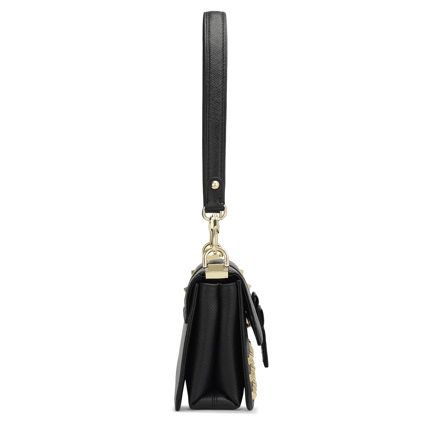 Small Lizard Franzy Leather Baguette - Black