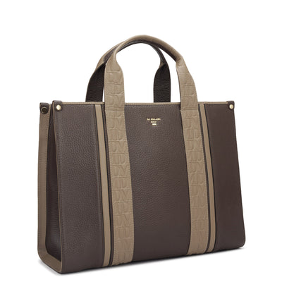 Large Wax Leather Book Tote - Chocolate