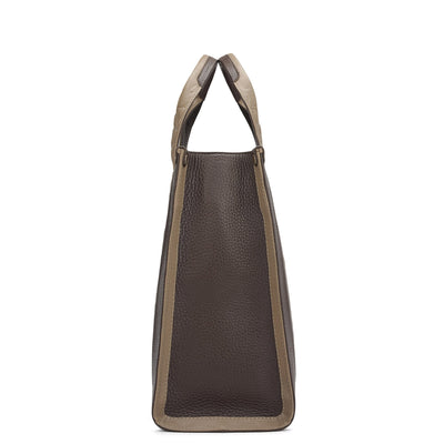 Large Wax Leather Book Tote - Chocolate