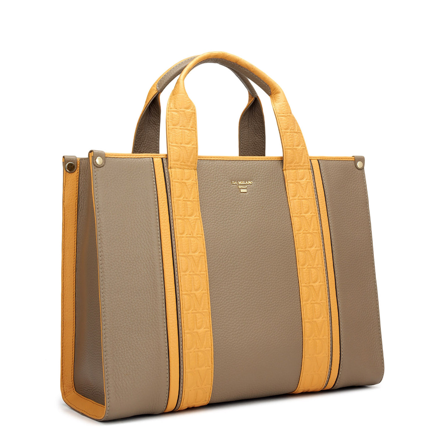 Large Wax Leather Book Tote - Greyish Taupe