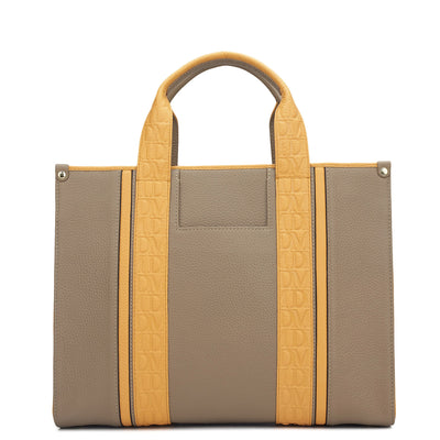 Large Wax Leather Book Tote - Greyish Taupe