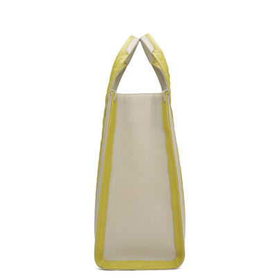 Large Wax Leather Book Tote - Khaki