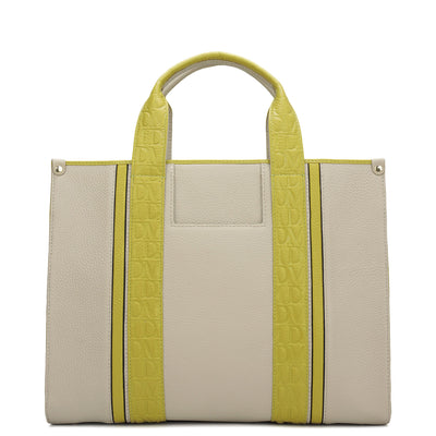 Large Wax Leather Book Tote - Khaki