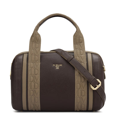 Small Wax Leather Satchel - Chocolate