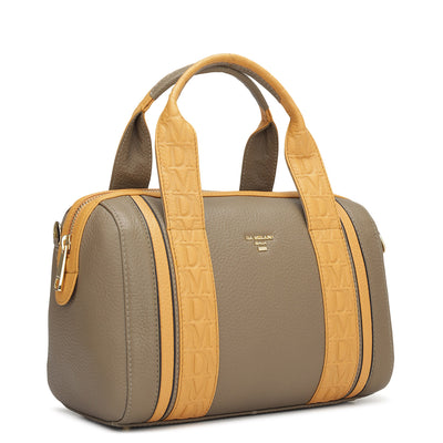 Small Wax Leather Satchel - Greyish Taupe