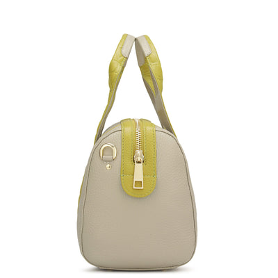 Small Wax Leather Satchel - Khaki