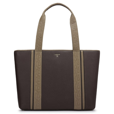 Large Wax Leather Tote - Chocolate