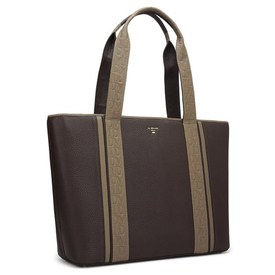 Large Wax Leather Tote - Chocolate