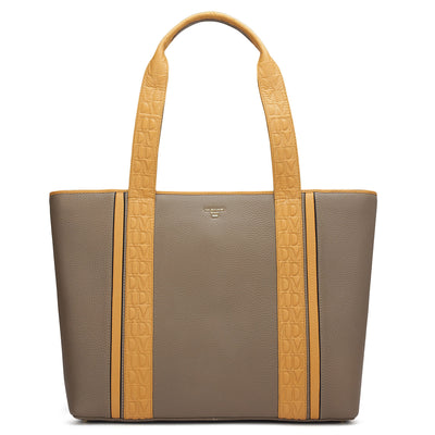 Large Wax Leather Tote - Greyish Taupe