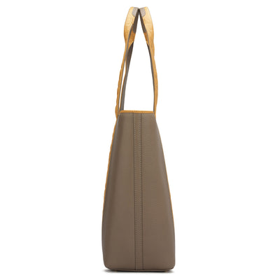 Large Wax Leather Tote - Greyish Taupe