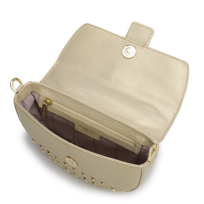 Small Lizard Franzy Leather Satchel - Gold