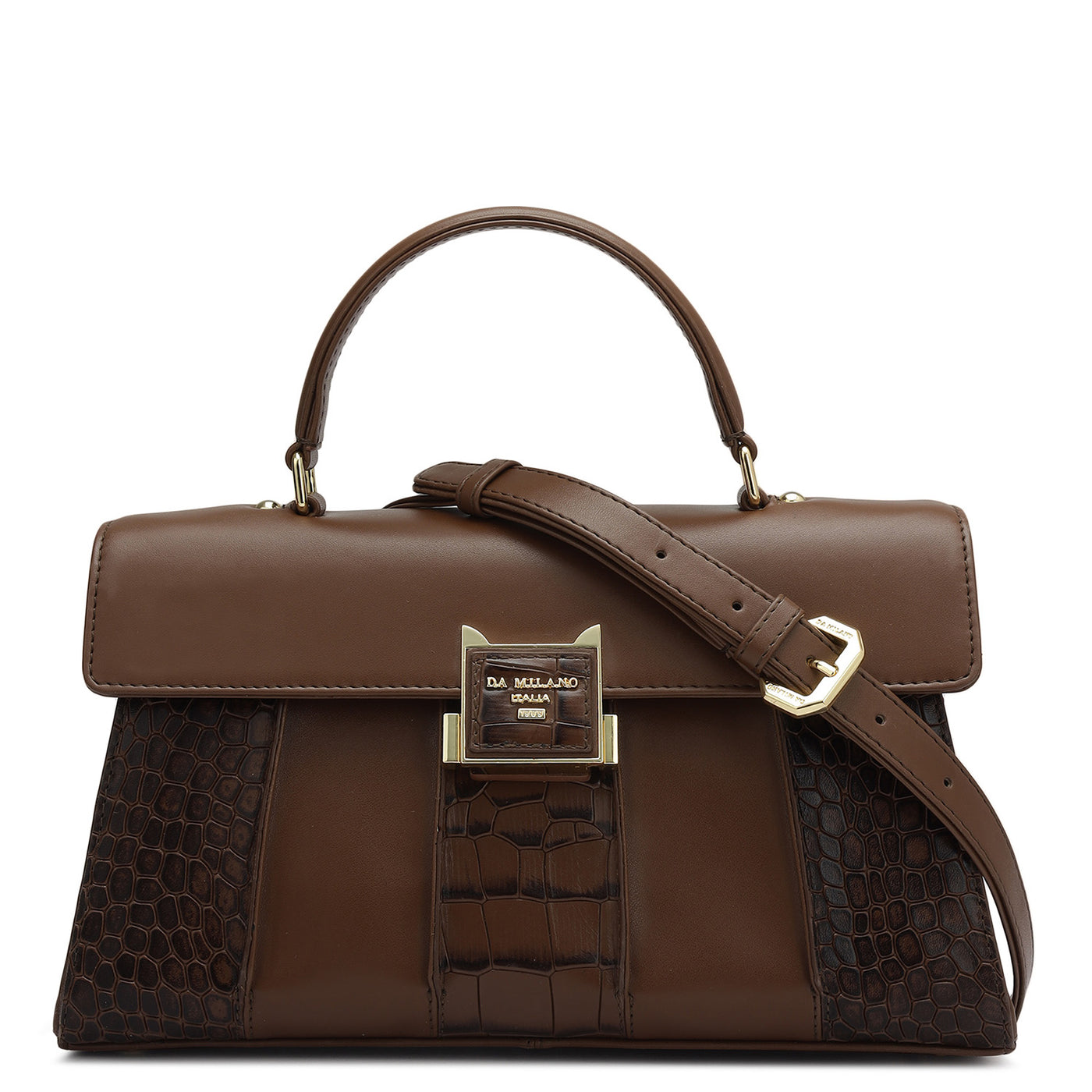 Small Croco Plain Leather Satchel - Date