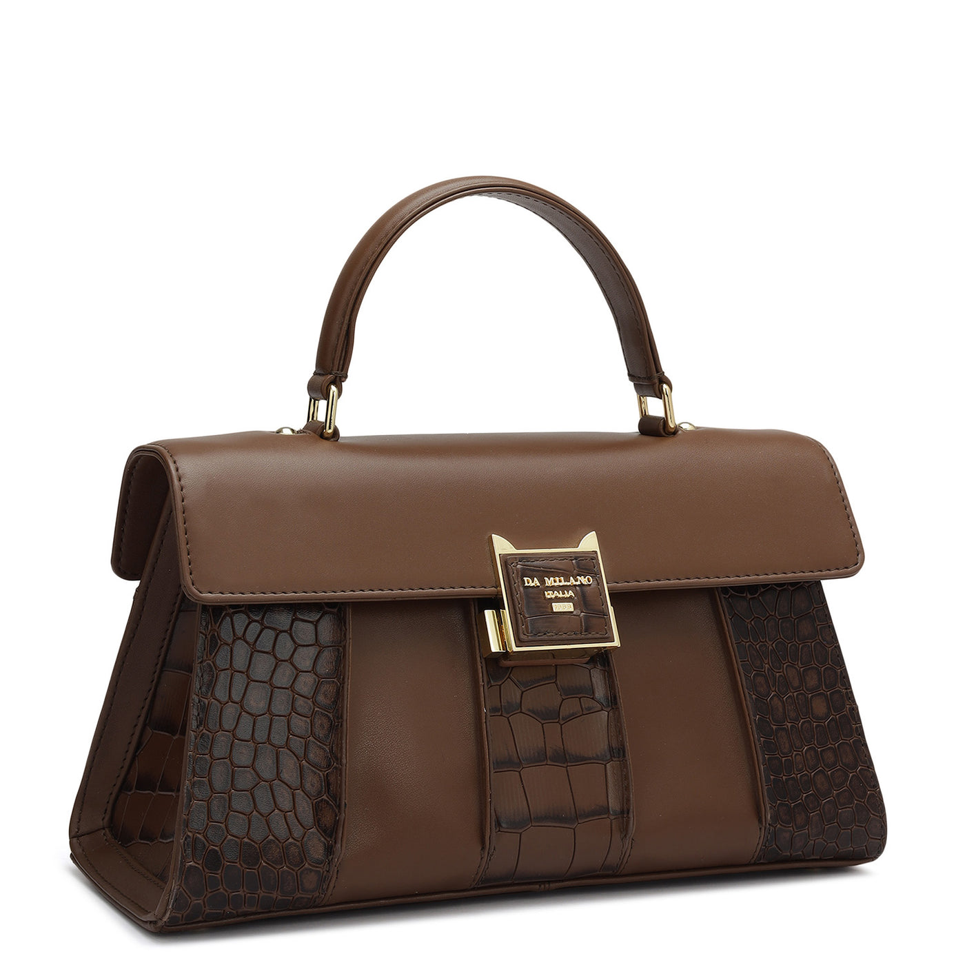 Small Croco Plain Leather Satchel - Date