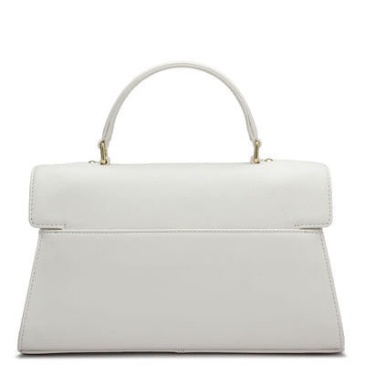 Small Croco Plain Leather Satchel - Snow