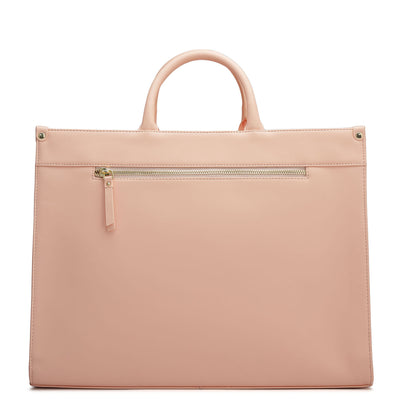 Large Croco Plain Leather Book Tote - Peach