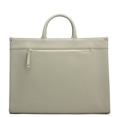 Large Croco Plain Leather Book Tote - Stone Grey