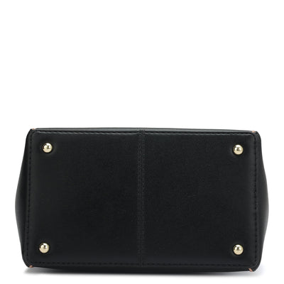 Small Plain Leather Satchel - Black