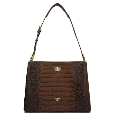 Medium Croco Leather Shoulder Bag - Date