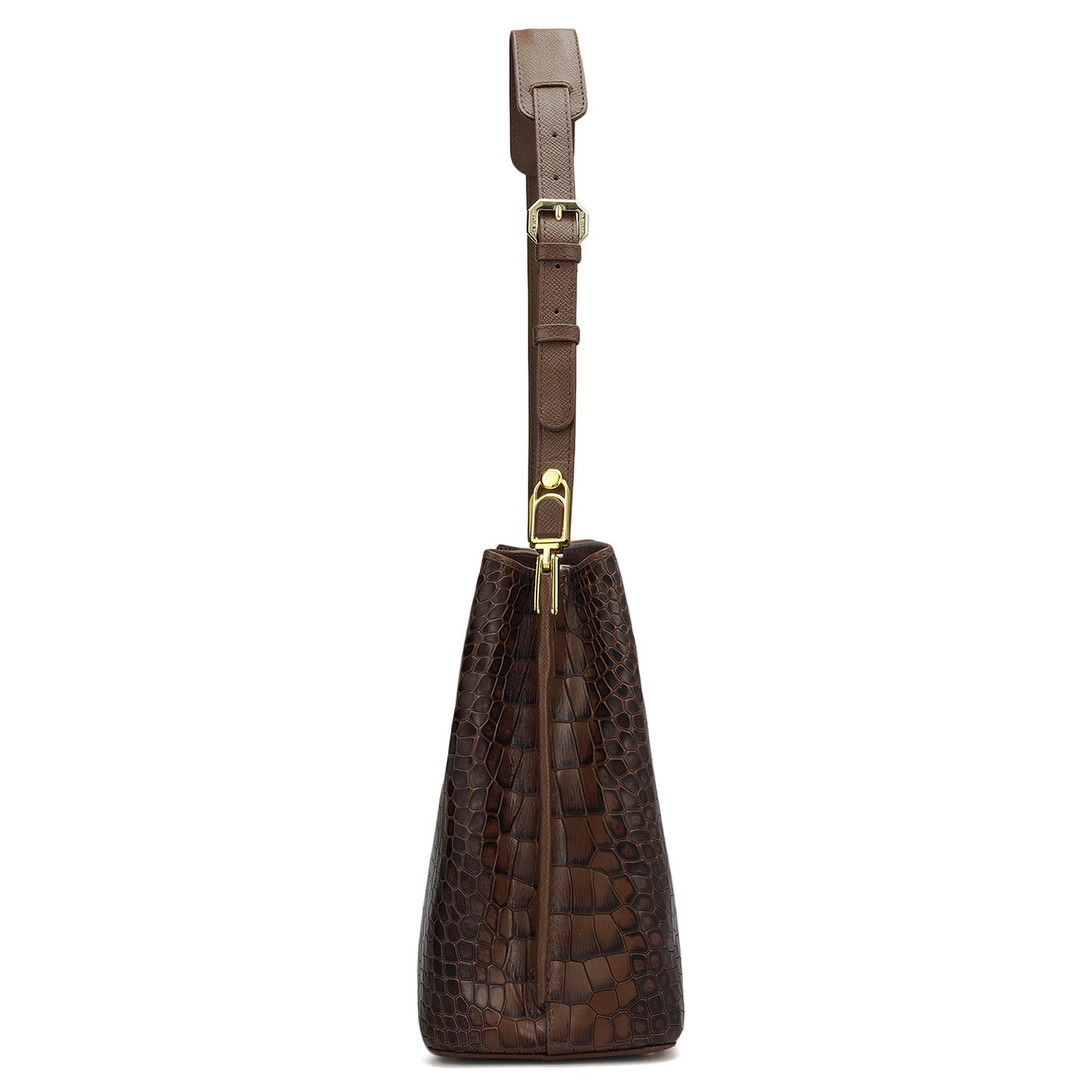 Medium Croco Leather Shoulder Bag - Date