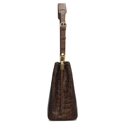 Medium Croco Leather Shoulder Bag - Date