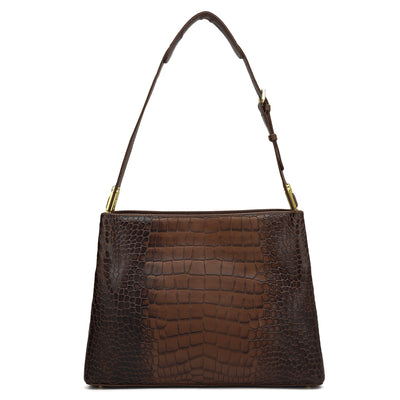 Medium Croco Leather Shoulder Bag - Date