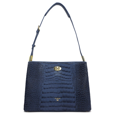 Medium Croco Leather Shoulder Bag - Stardust