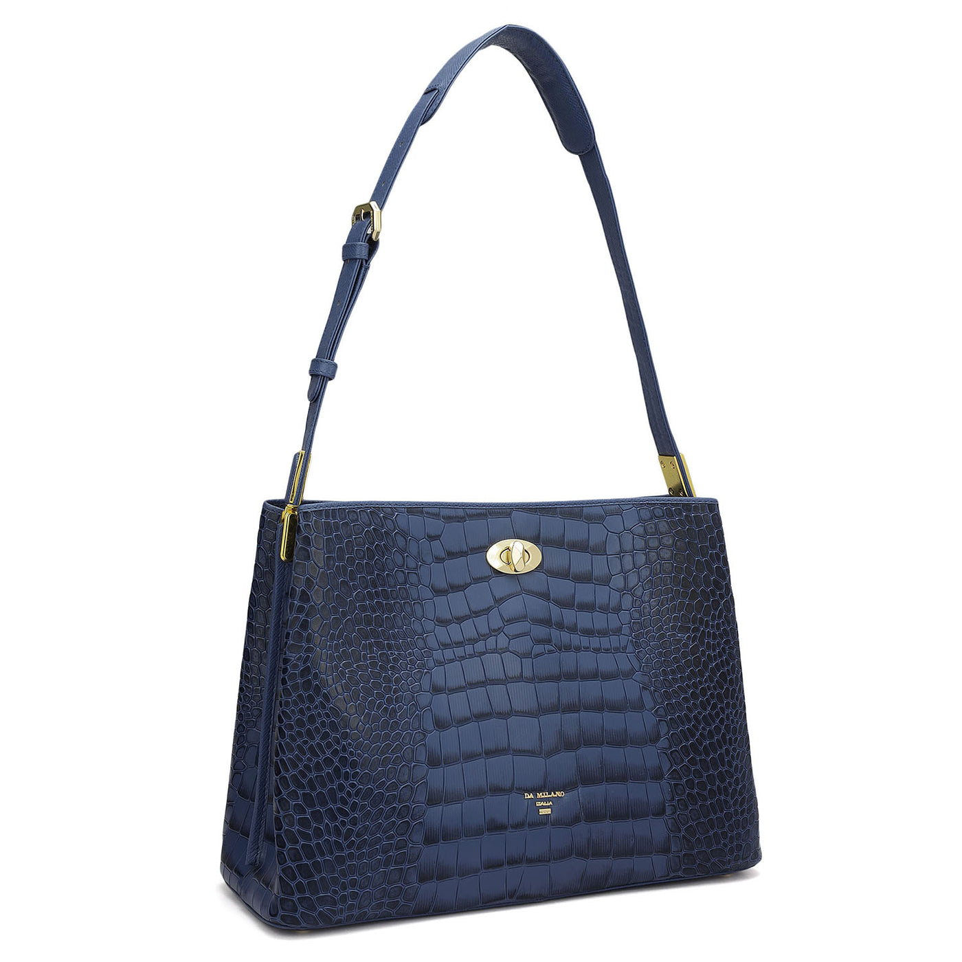 Medium Croco Leather Shoulder Bag - Stardust