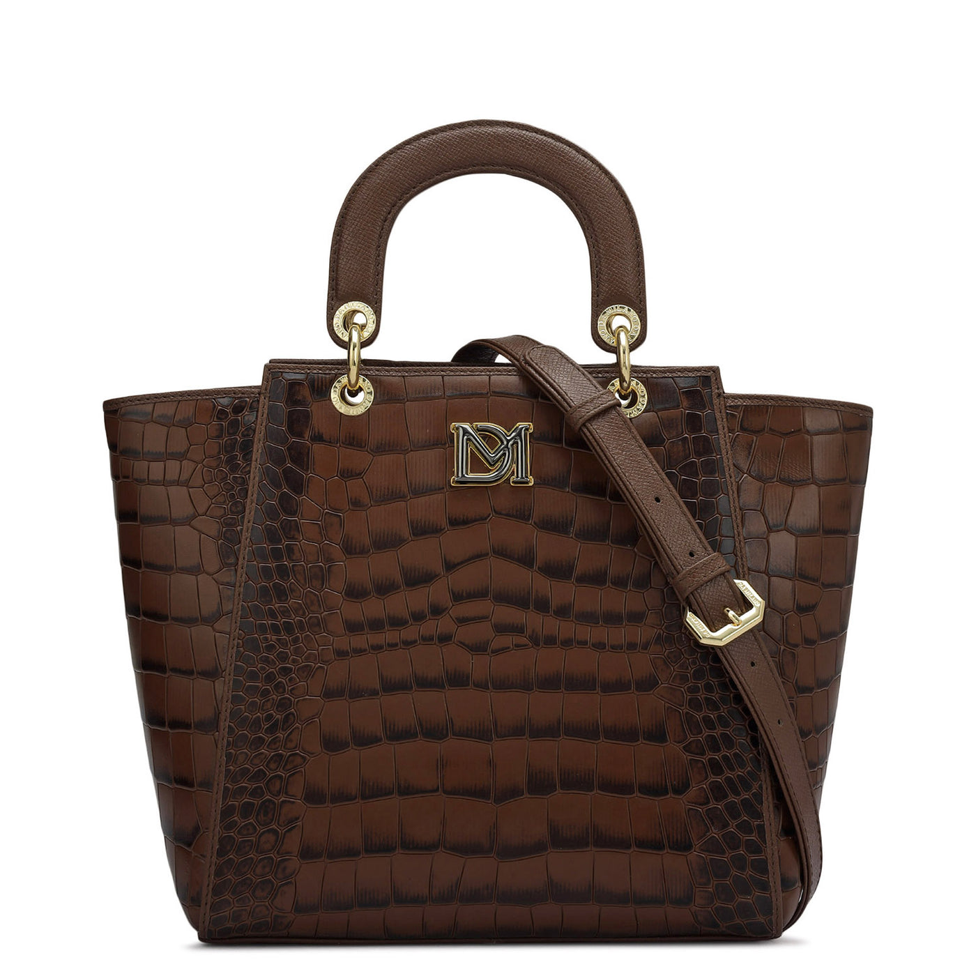 Medium Croco Leather Satchel - Date