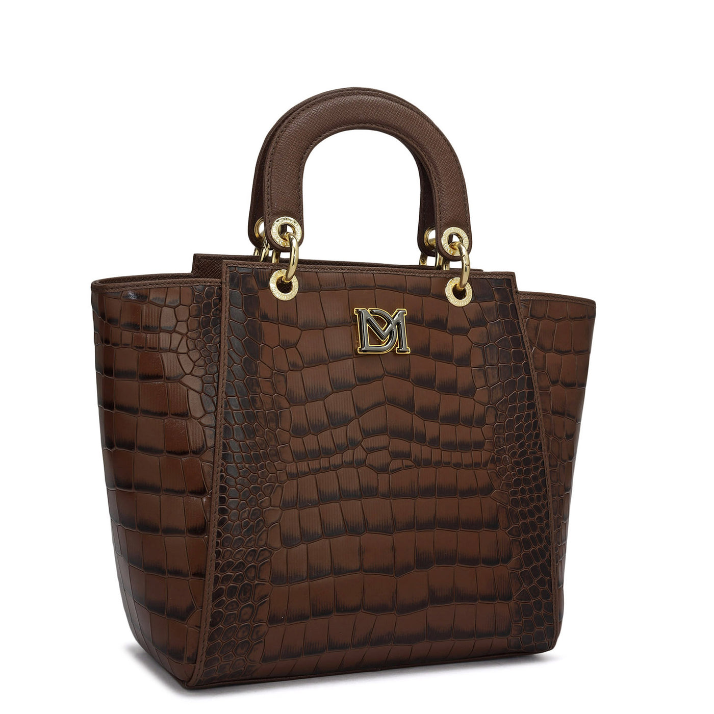 Medium Croco Leather Satchel - Date