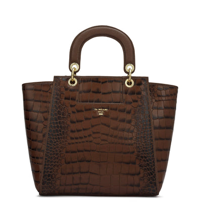 Medium Croco Leather Satchel - Date