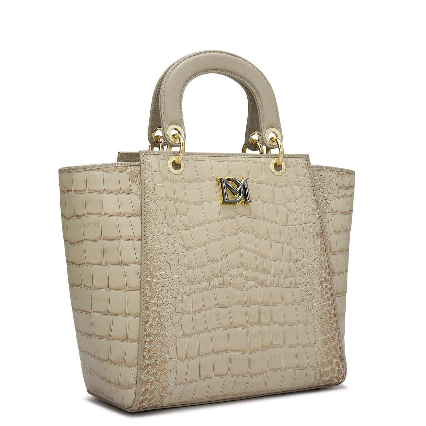 Medium Croco Leather Satchel - Frost