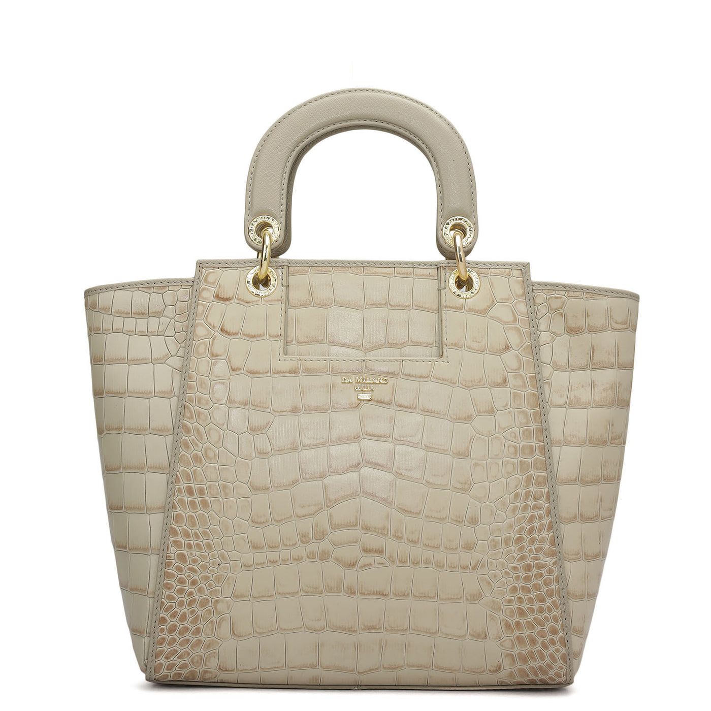 Medium Croco Leather Satchel - Frost