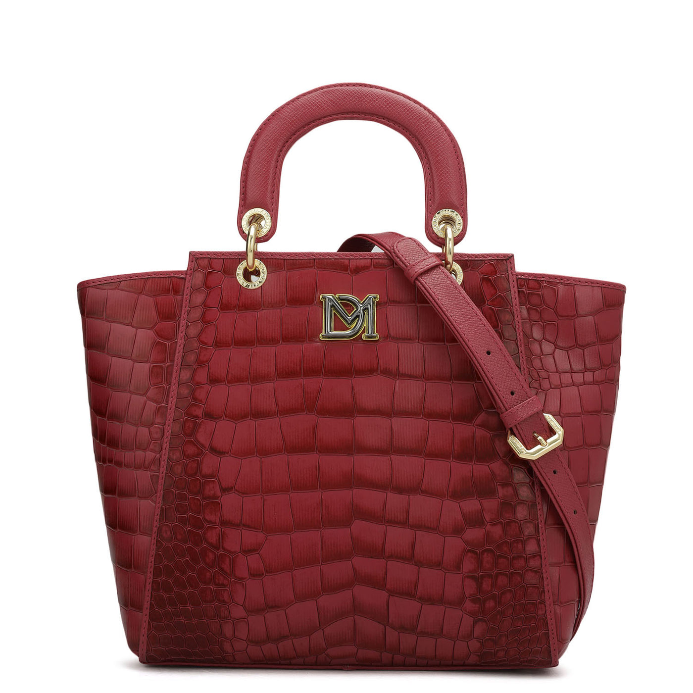 Medium Croco Leather Satchel - Plumberry